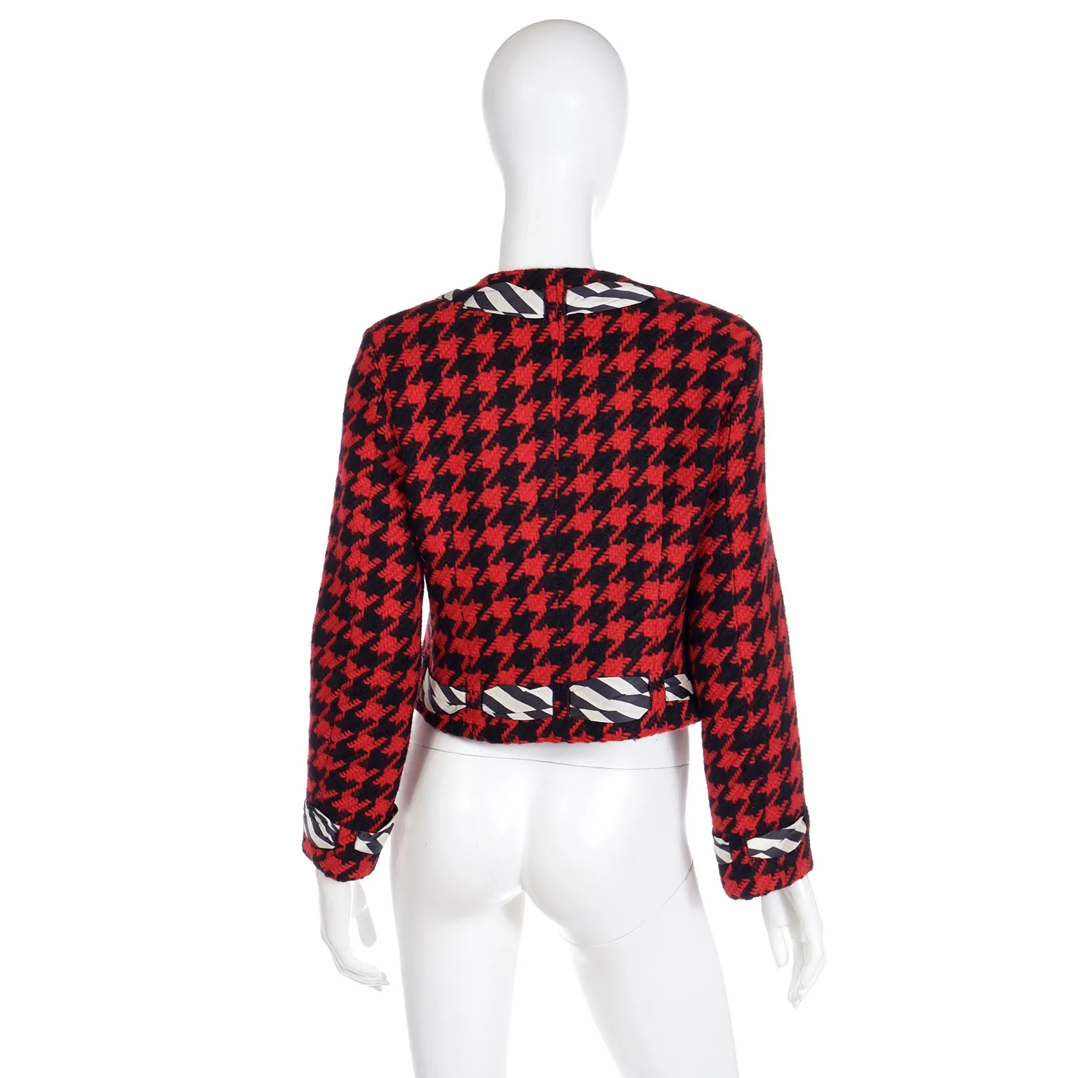 1990 Franco Moschino Cheap & Chic Vintage Red & Black Houndstooth Jacket