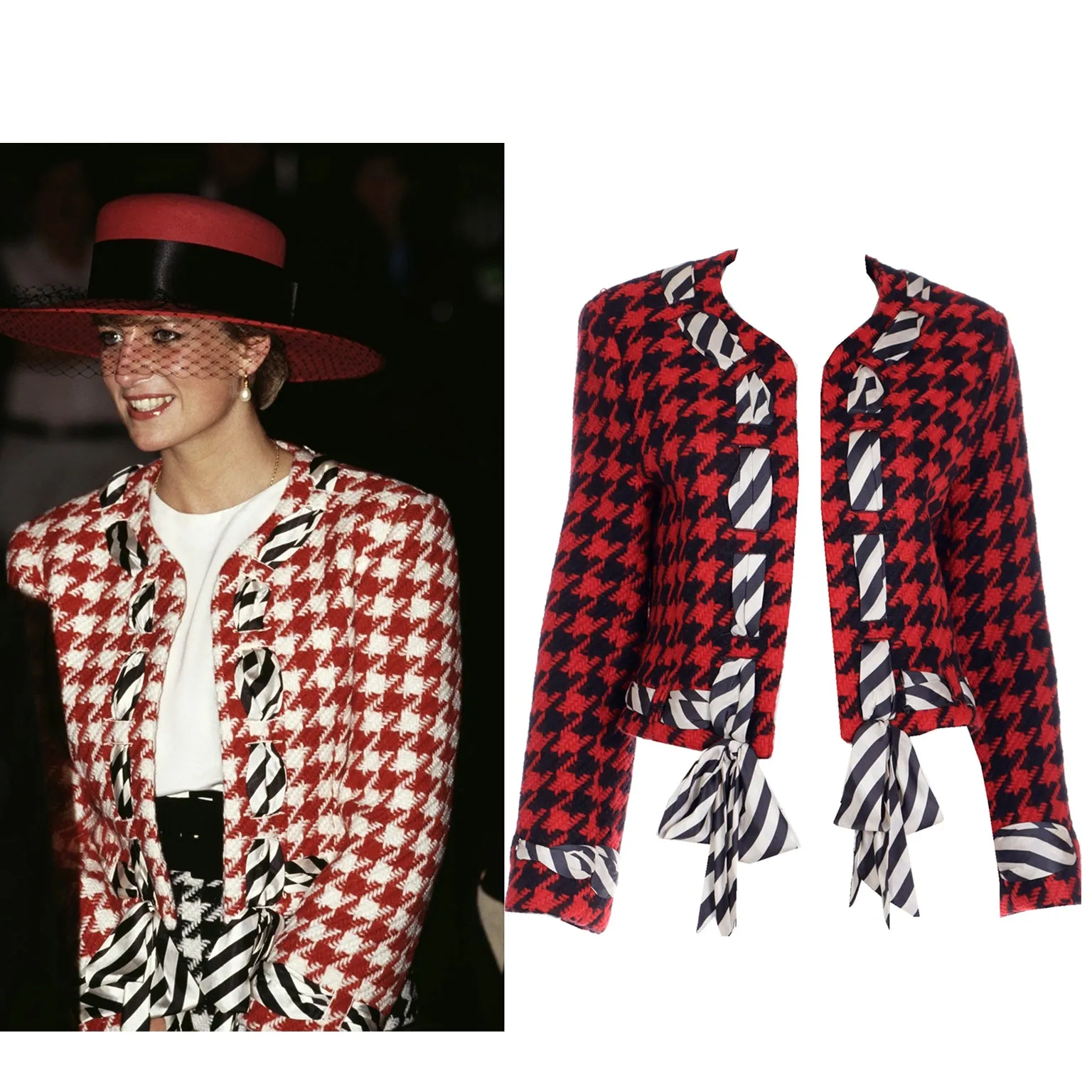 1990 Franco Moschino Cheap & Chic Vintage Red & Black Houndstooth Jacket