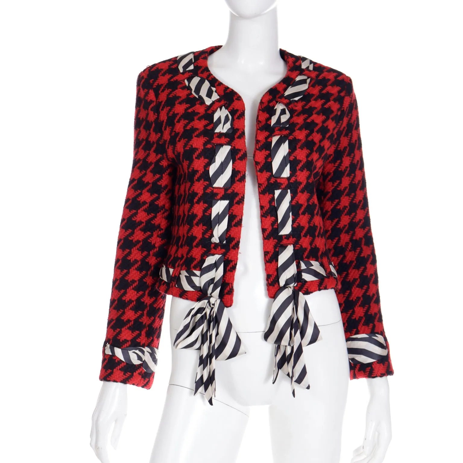 1990 Franco Moschino Cheap & Chic Vintage Red & Black Houndstooth Jacket