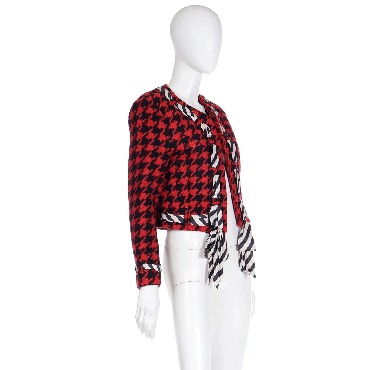 1990 Franco Moschino Cheap & Chic Vintage Red & Black Houndstooth Jacket