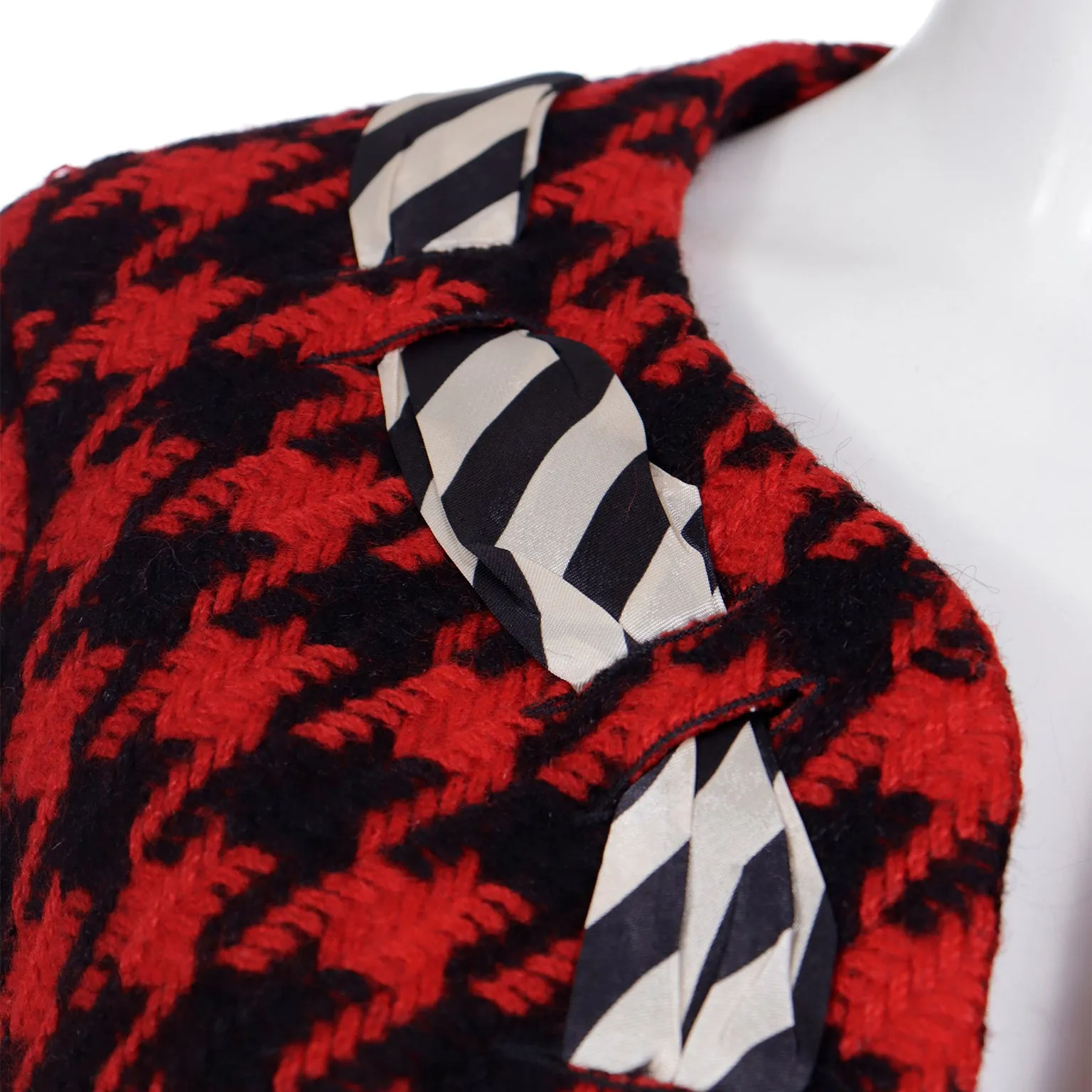 1990 Franco Moschino Cheap & Chic Vintage Red & Black Houndstooth Jacket