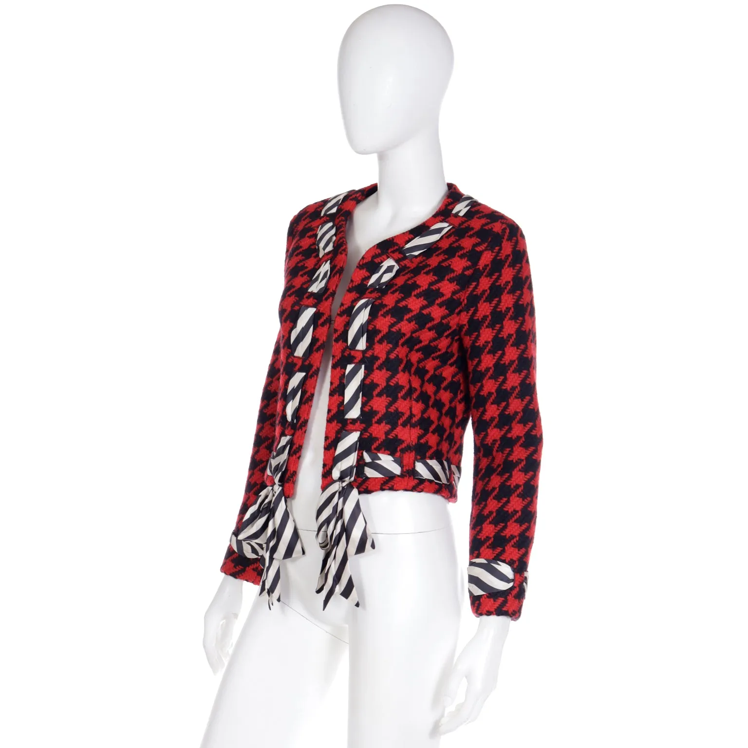 1990 Franco Moschino Cheap & Chic Vintage Red & Black Houndstooth Jacket