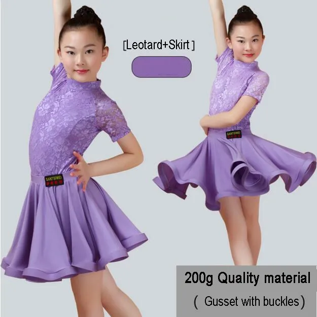 #2295 Girls Latin Dance Ballroom Salsa Tango Leotard And Skirt