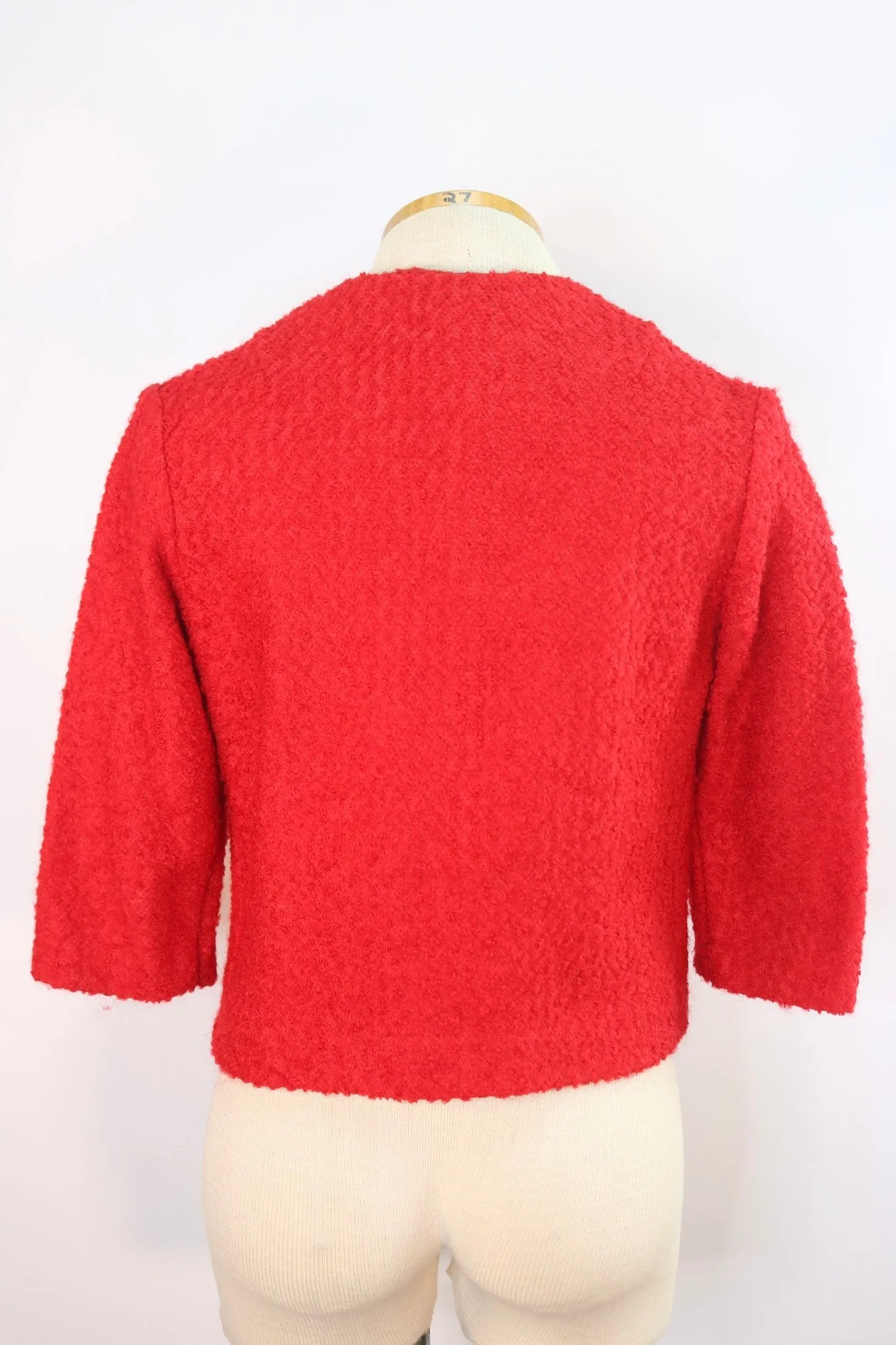 60s Red Burl Knit Blazer   M