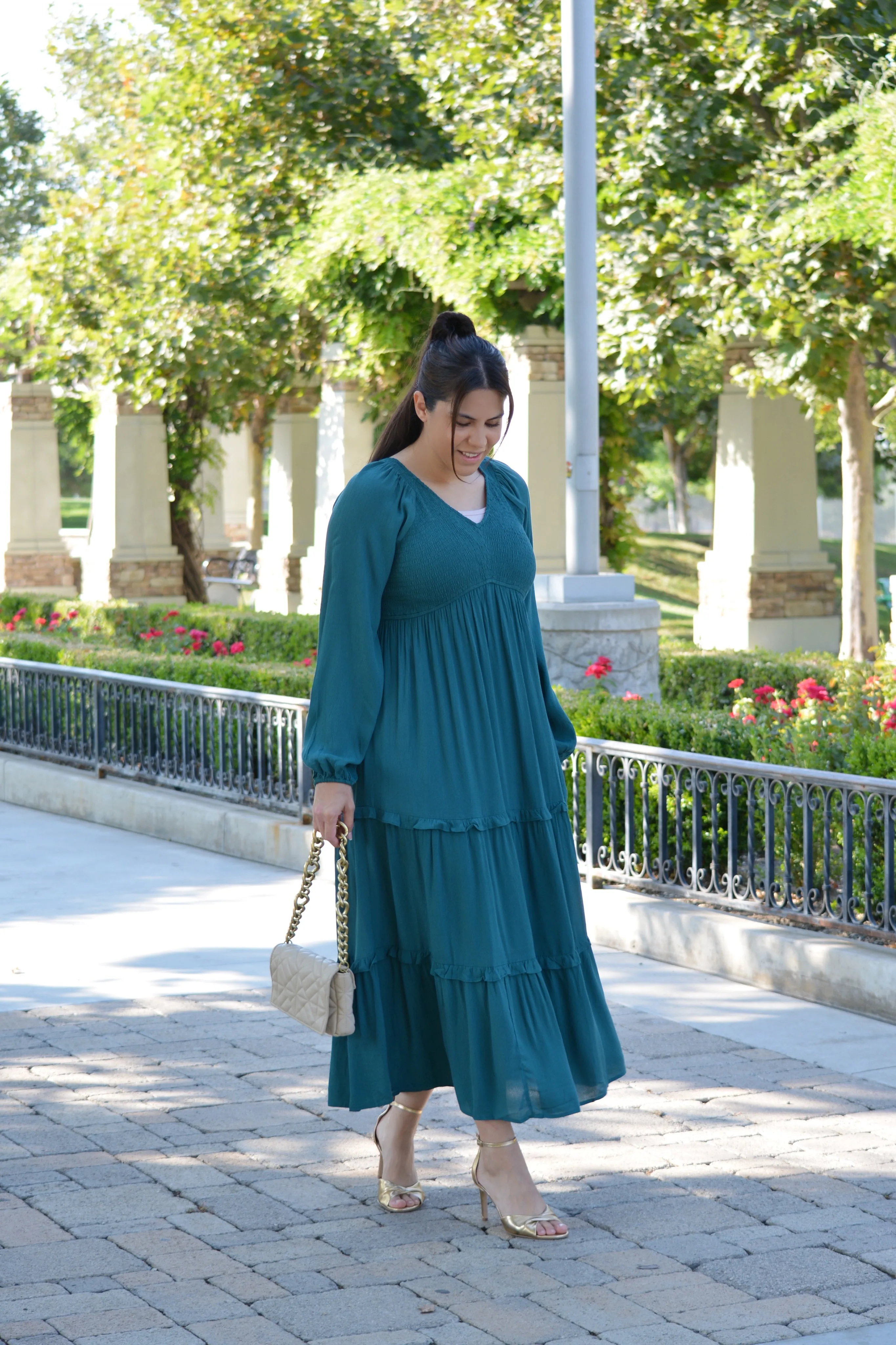 Addilyn Emerald Smocked Maxi Dress