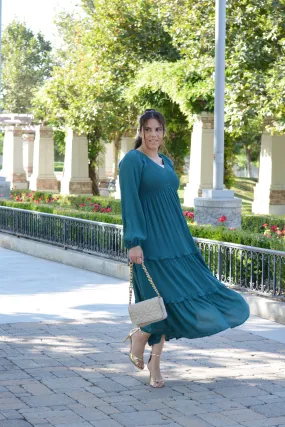 Addilyn Emerald Smocked Maxi Dress