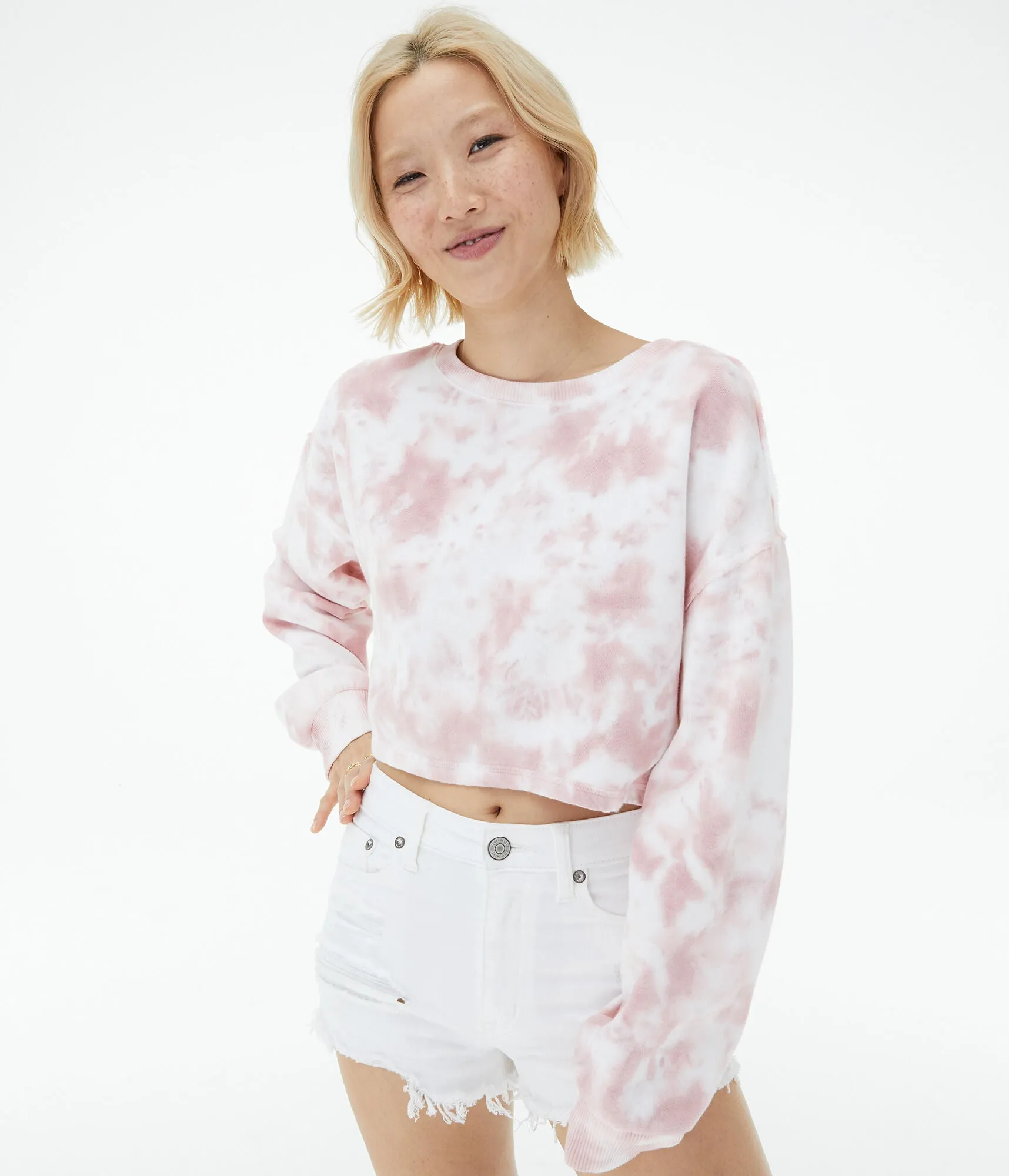 Aeropostale Tie-Dye Cropped Crew Sweatshirt***