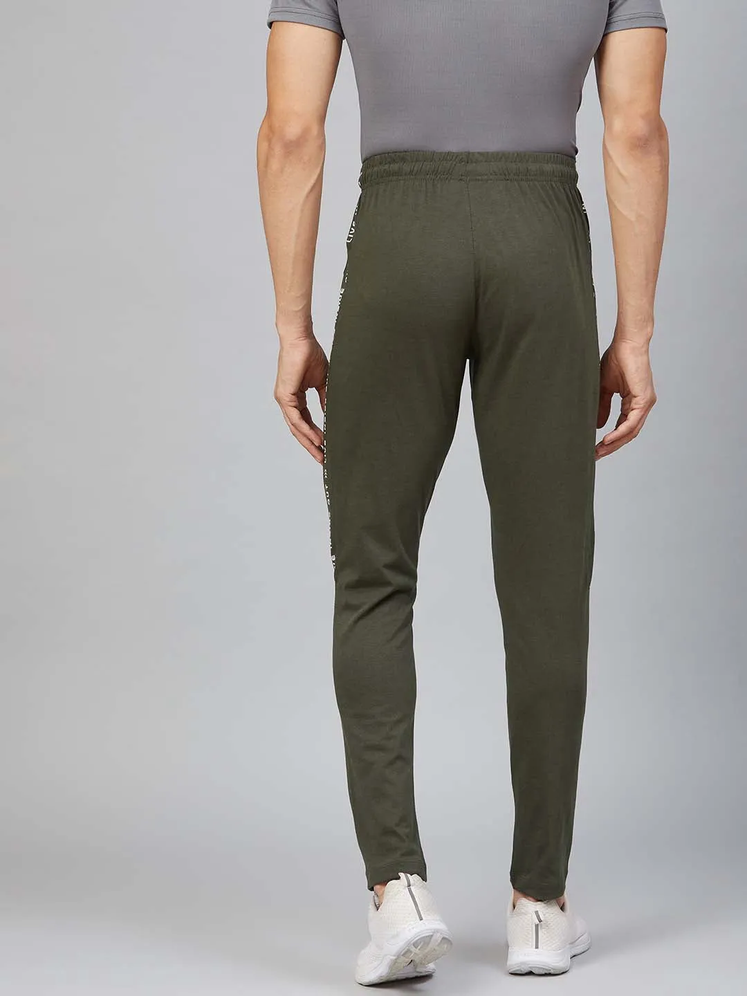 Alcis Men Olive Green Solid Track Pants