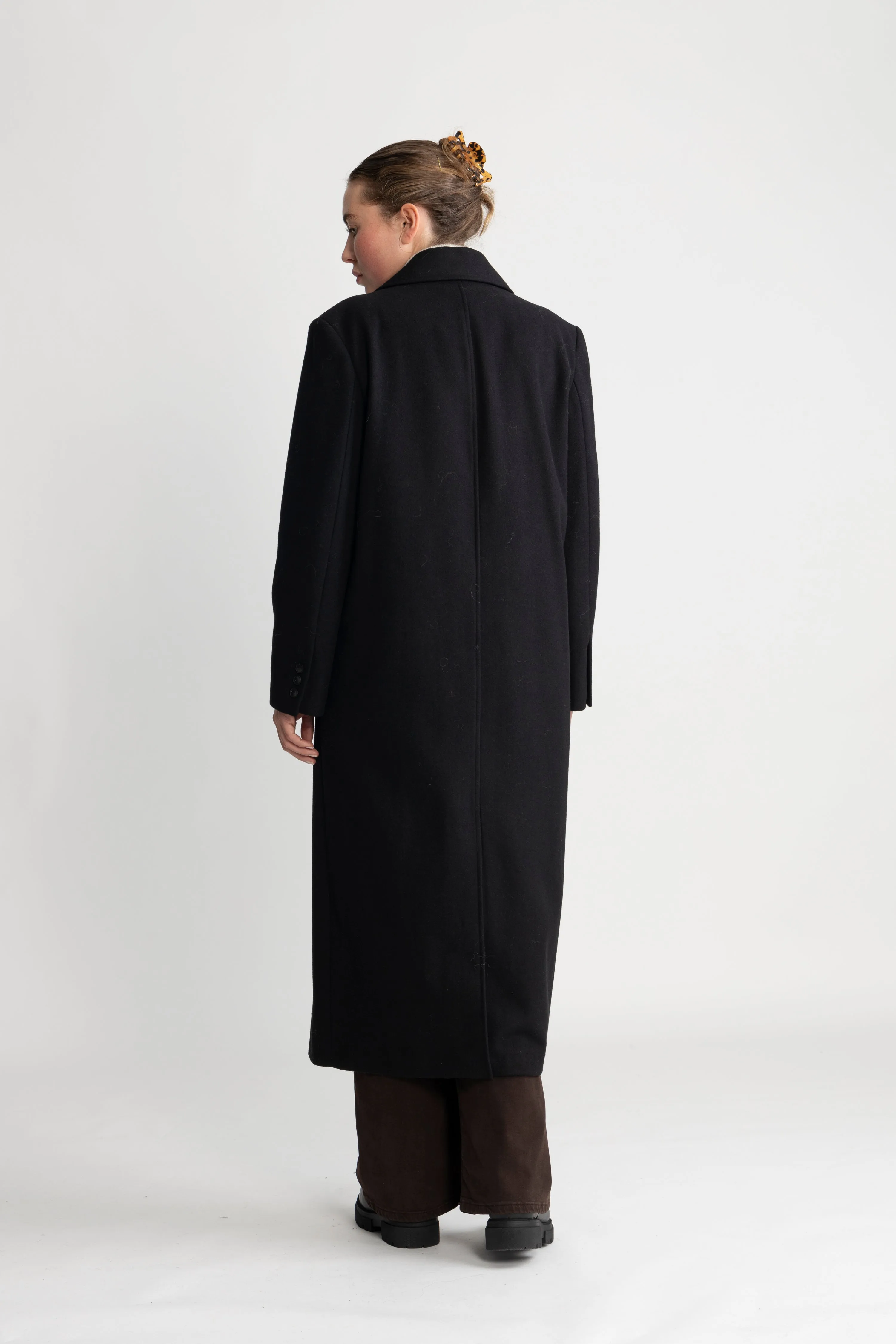 Alma Long Wool Coat - Black