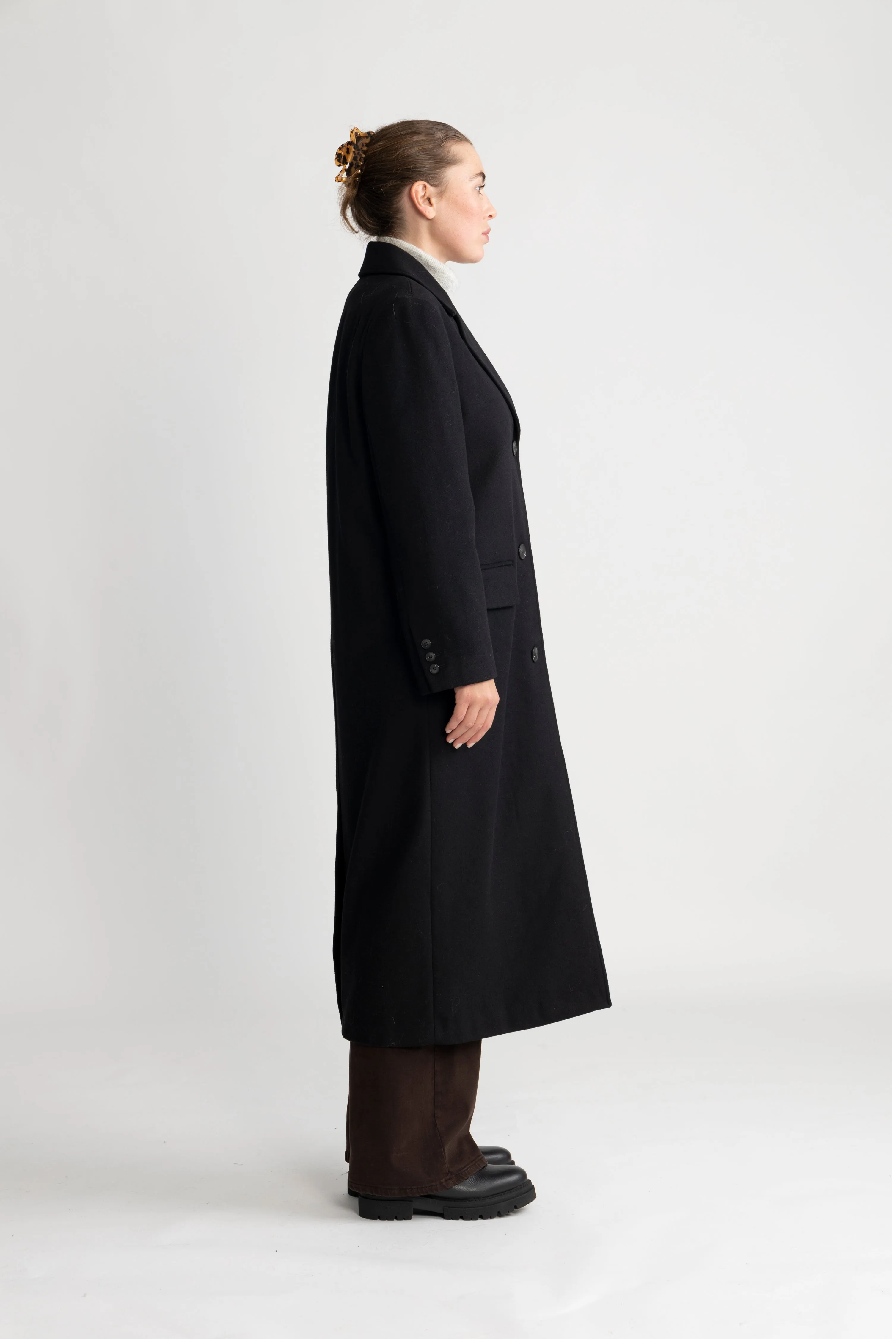 Alma Long Wool Coat - Black