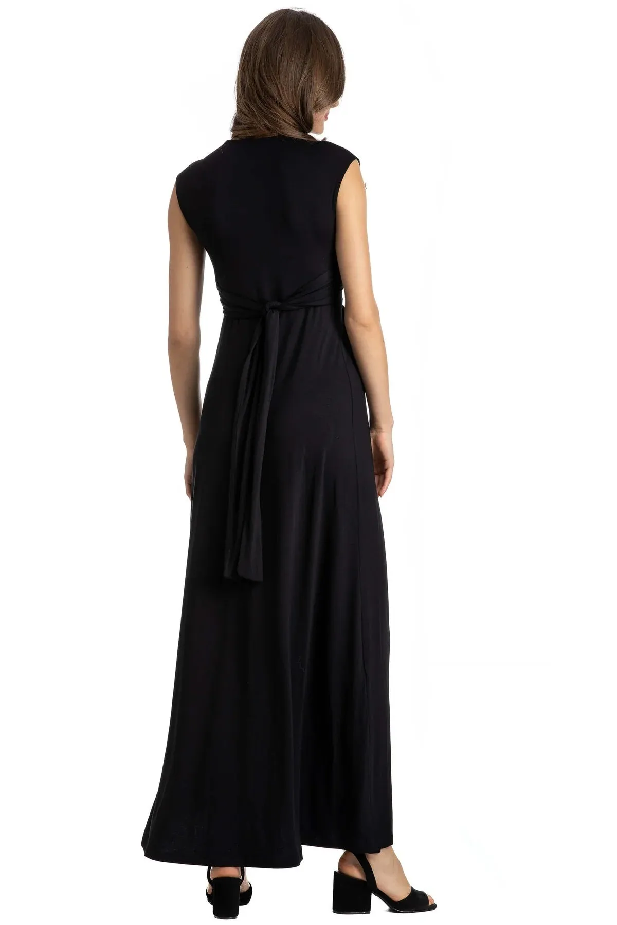 Angelina Maternity Nursing Gown in Caviar