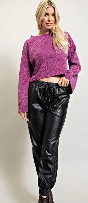 ANNISE LEATHER JOGGERS