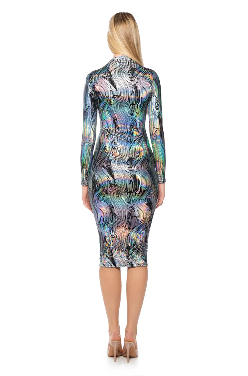 ANOTHER PLANET METALLIC MIDI DRESS