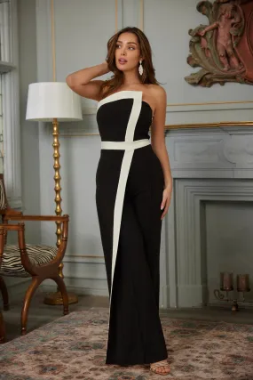 Asymmetric  Black & White  Elegant Jumpsuit 17364