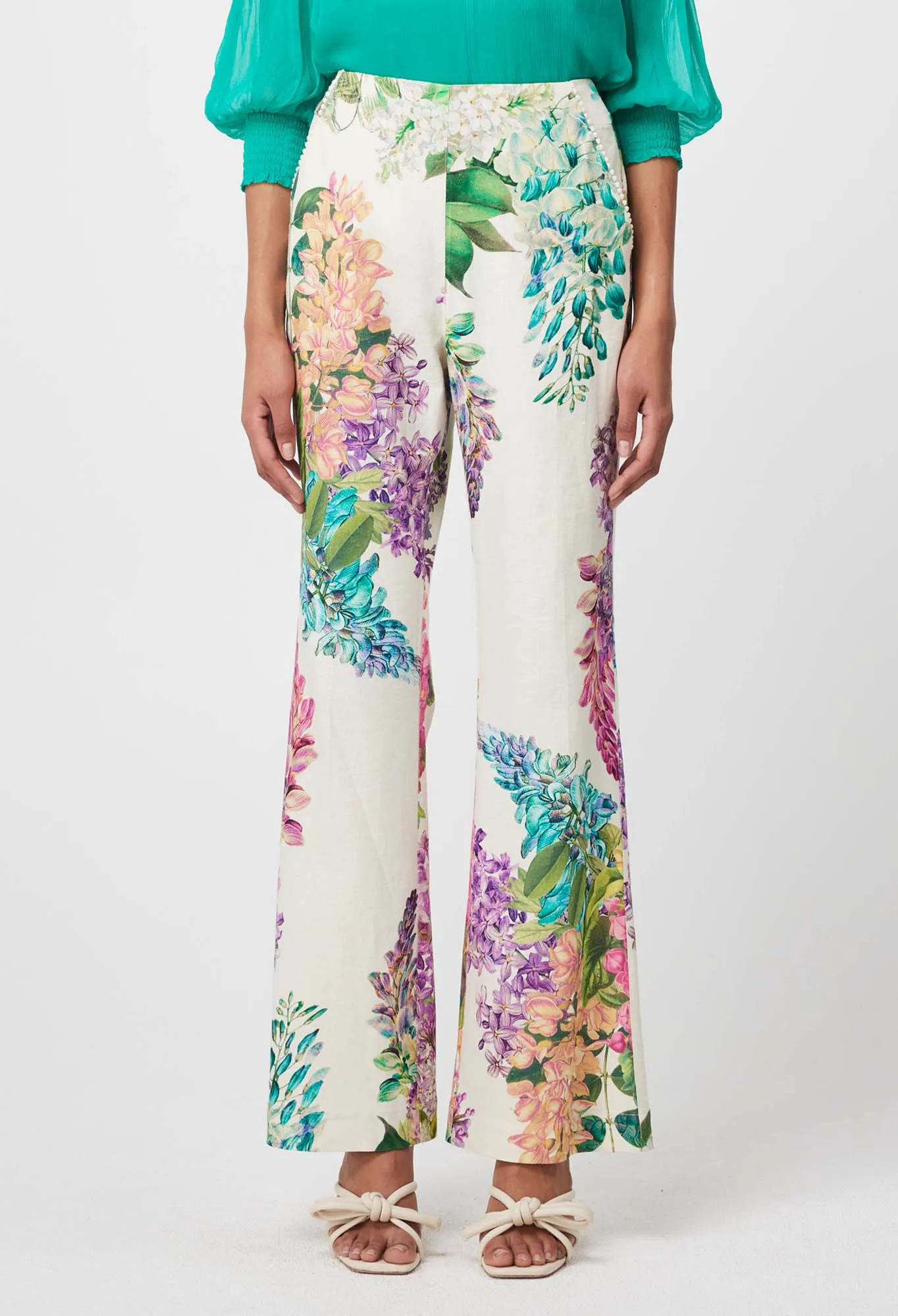 Bahia Floral Printed Linen Rayon Pant