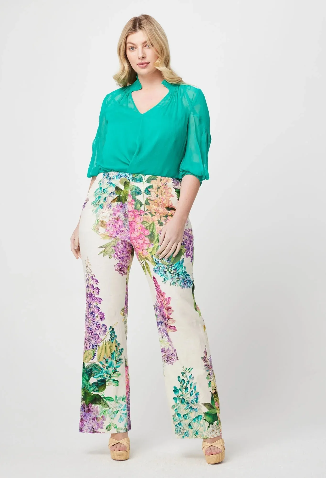 Bahia Floral Printed Linen Rayon Pant