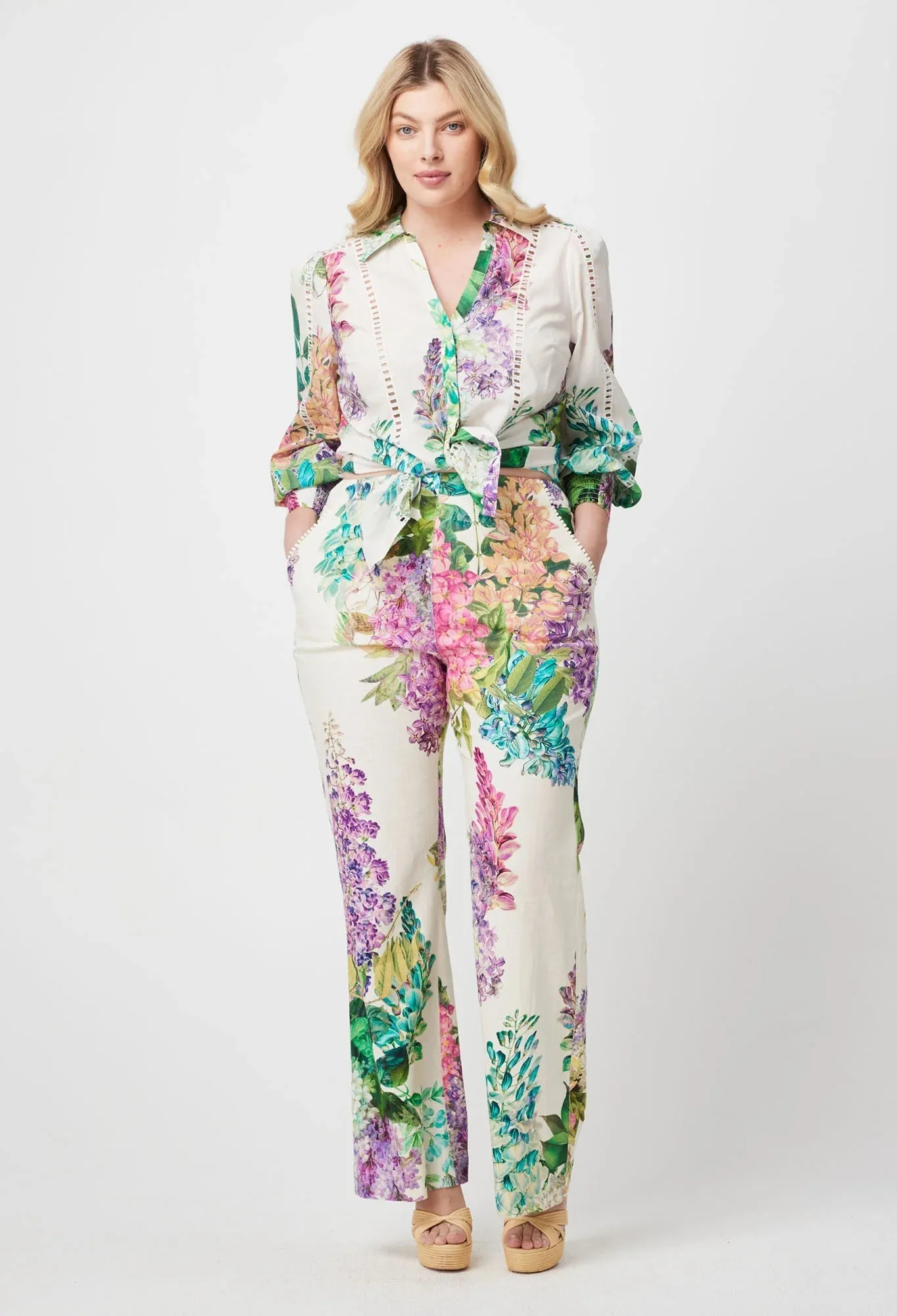 Bahia Floral Printed Linen Rayon Pant