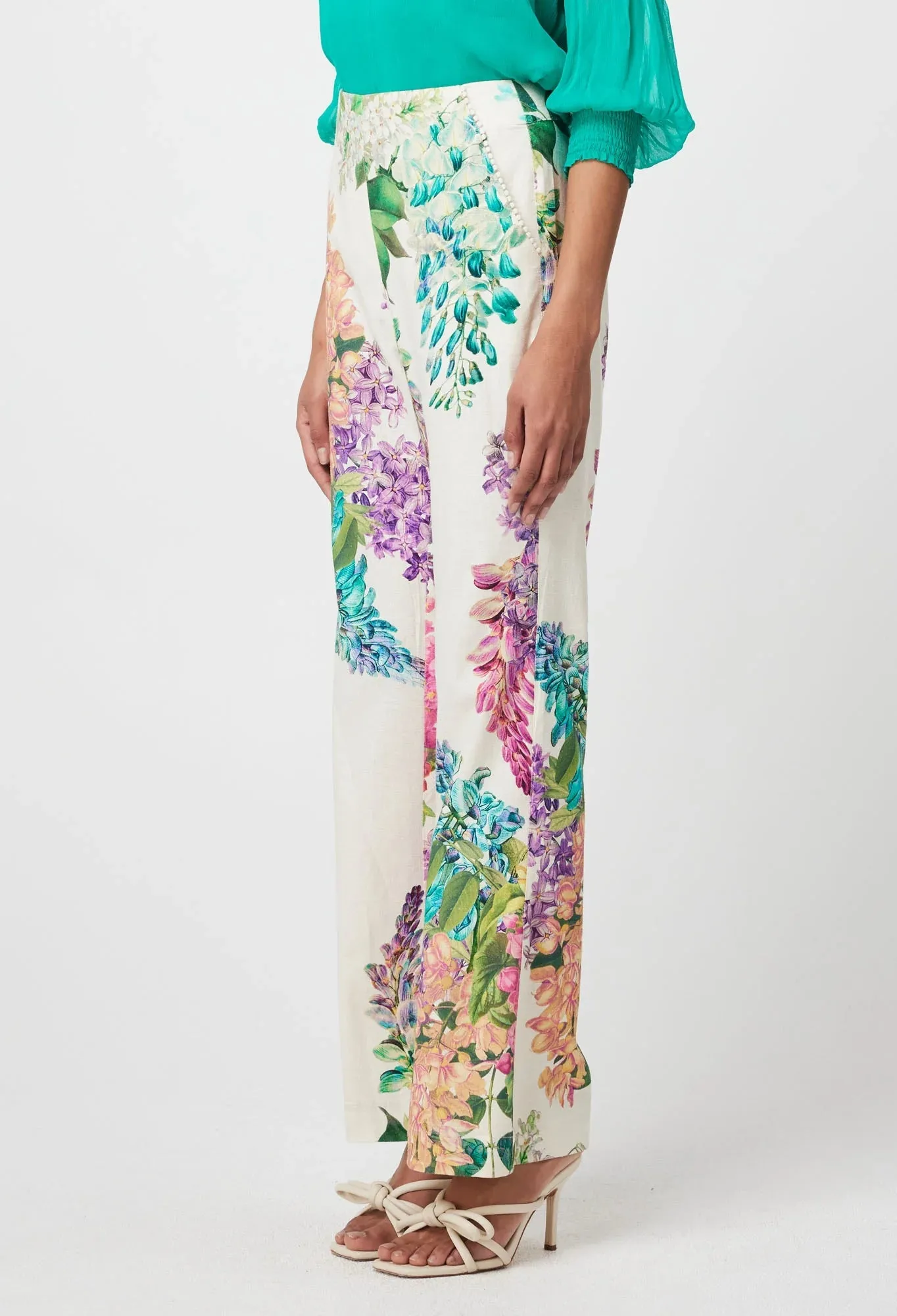 Bahia Floral Printed Linen Rayon Pant