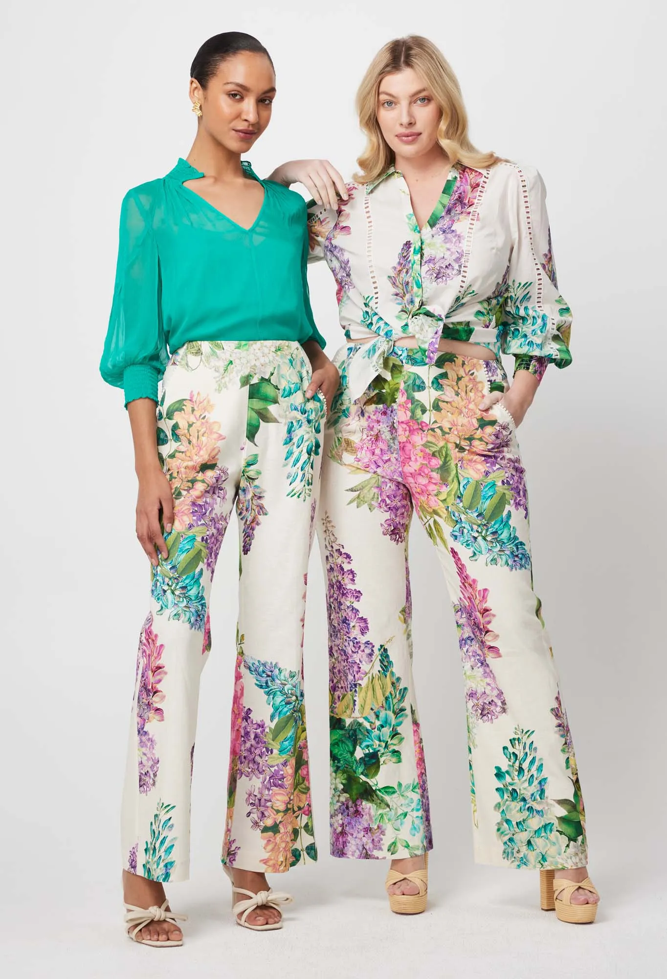 Bahia Floral Printed Linen Rayon Pant