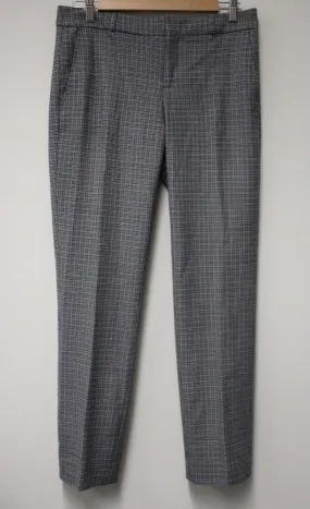 BANANA REPUBLIC Ladies Grey Wool Blend Check Straight Leg Trousers US6L UK10