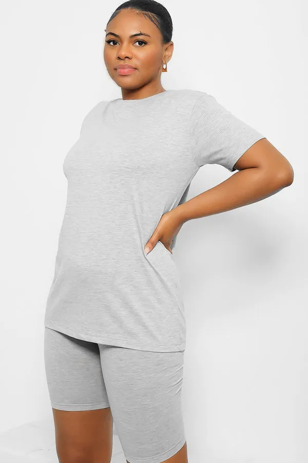 BASIC T-SHIRT & CYCLING SHORTS 2 PIECE GREY SET