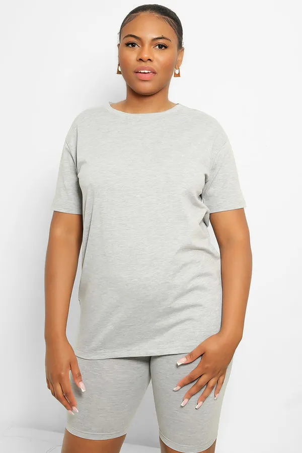 BASIC T-SHIRT & CYCLING SHORTS 2 PIECE GREY SET