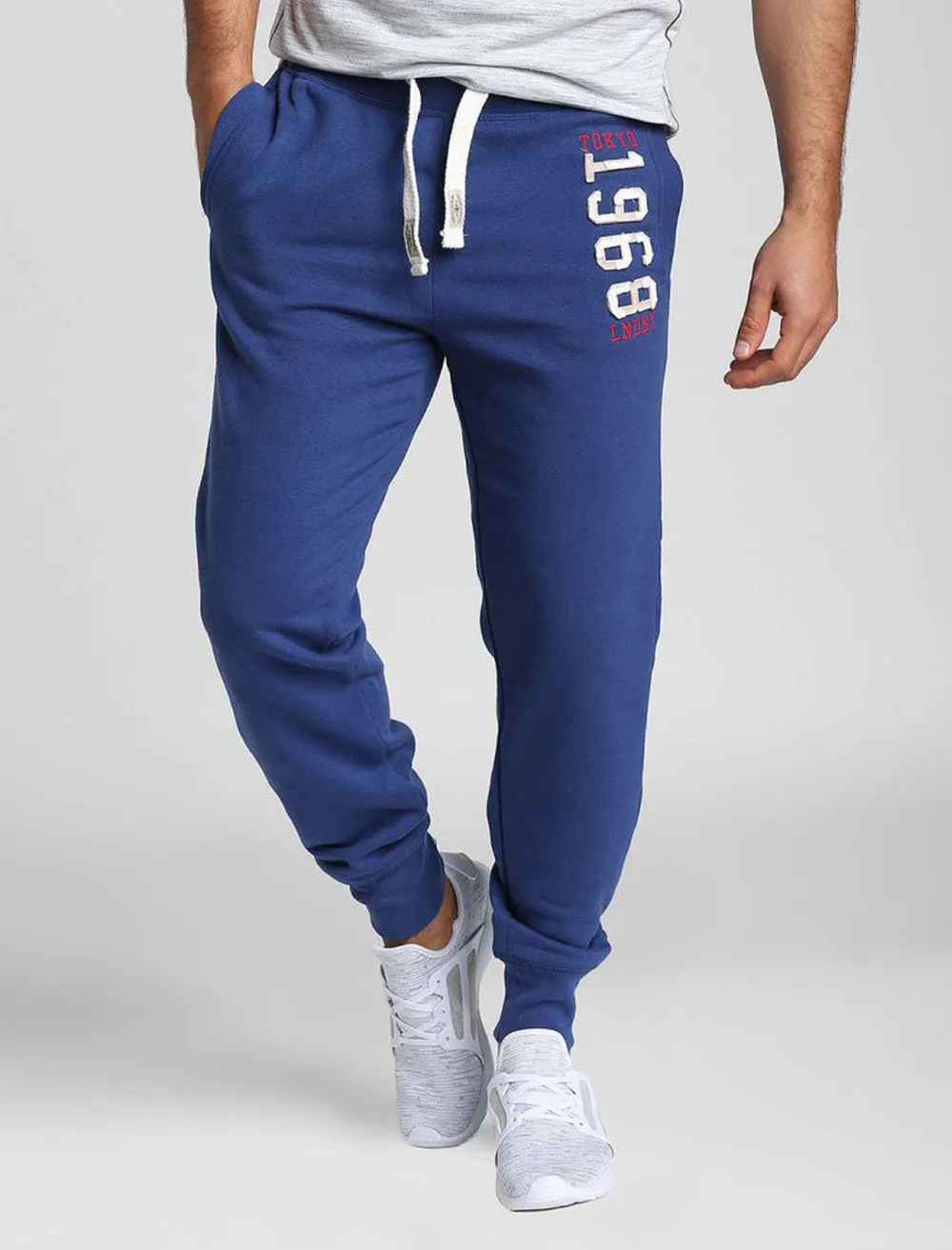 Bayfield Brush Back Fleece Cuffed Joggers In Sapphire - Tokyo Laundry