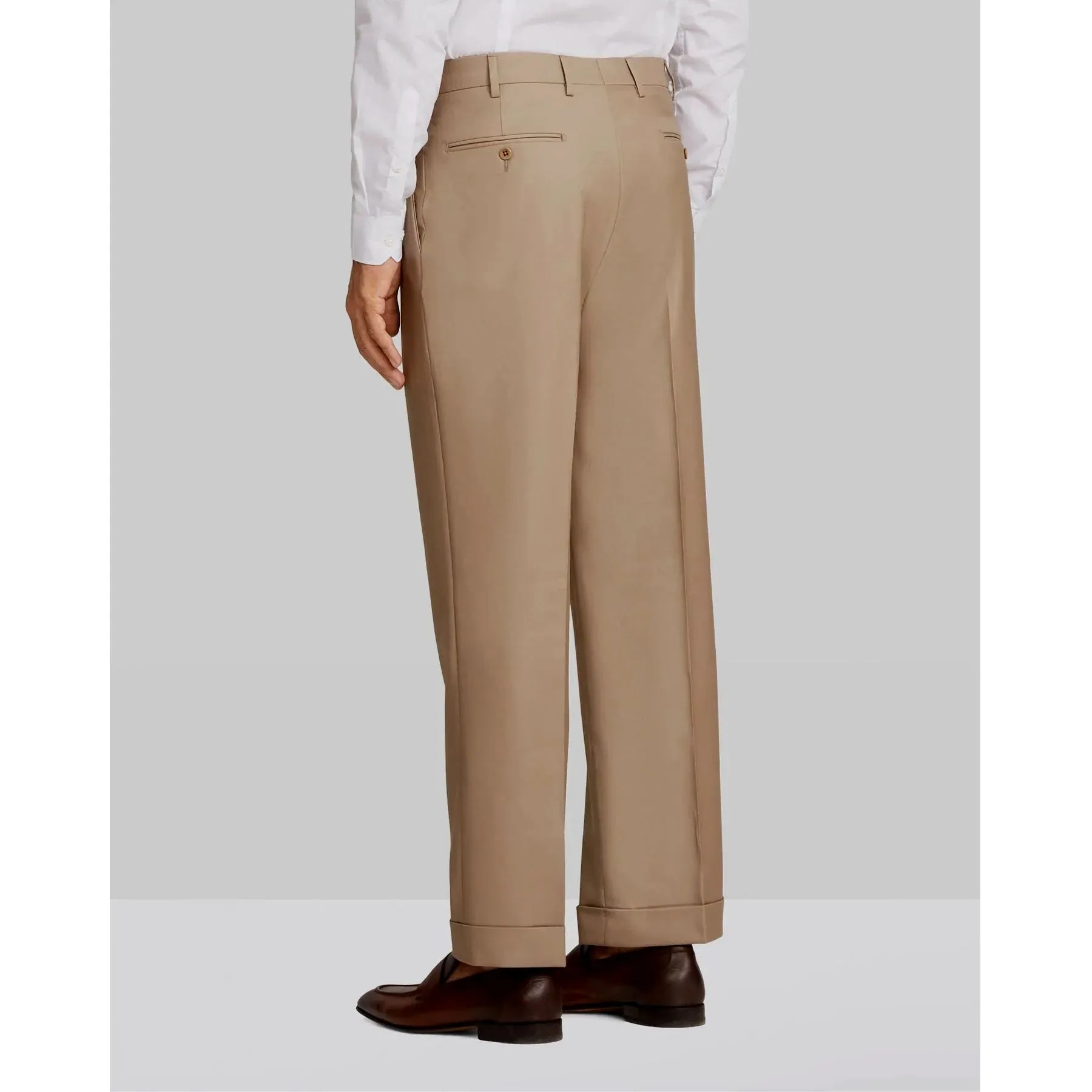 Bennett Double Pleated Super 120s Wool Serge Trouser in Dark Beige (Full Fit) by Zanella