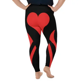 Black & Red Heart Shaped Plus Size Leggings