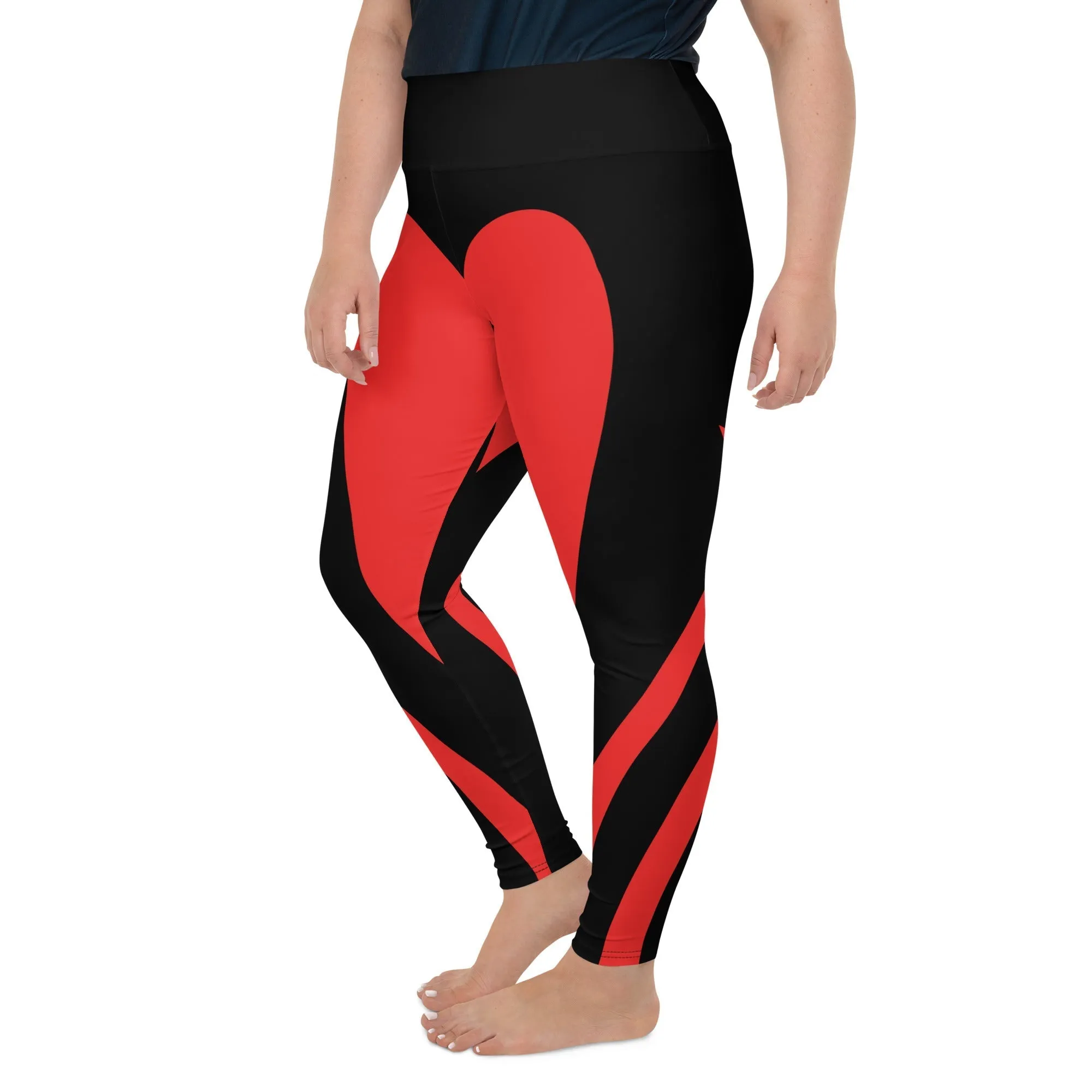 Black & Red Heart Shaped Plus Size Leggings