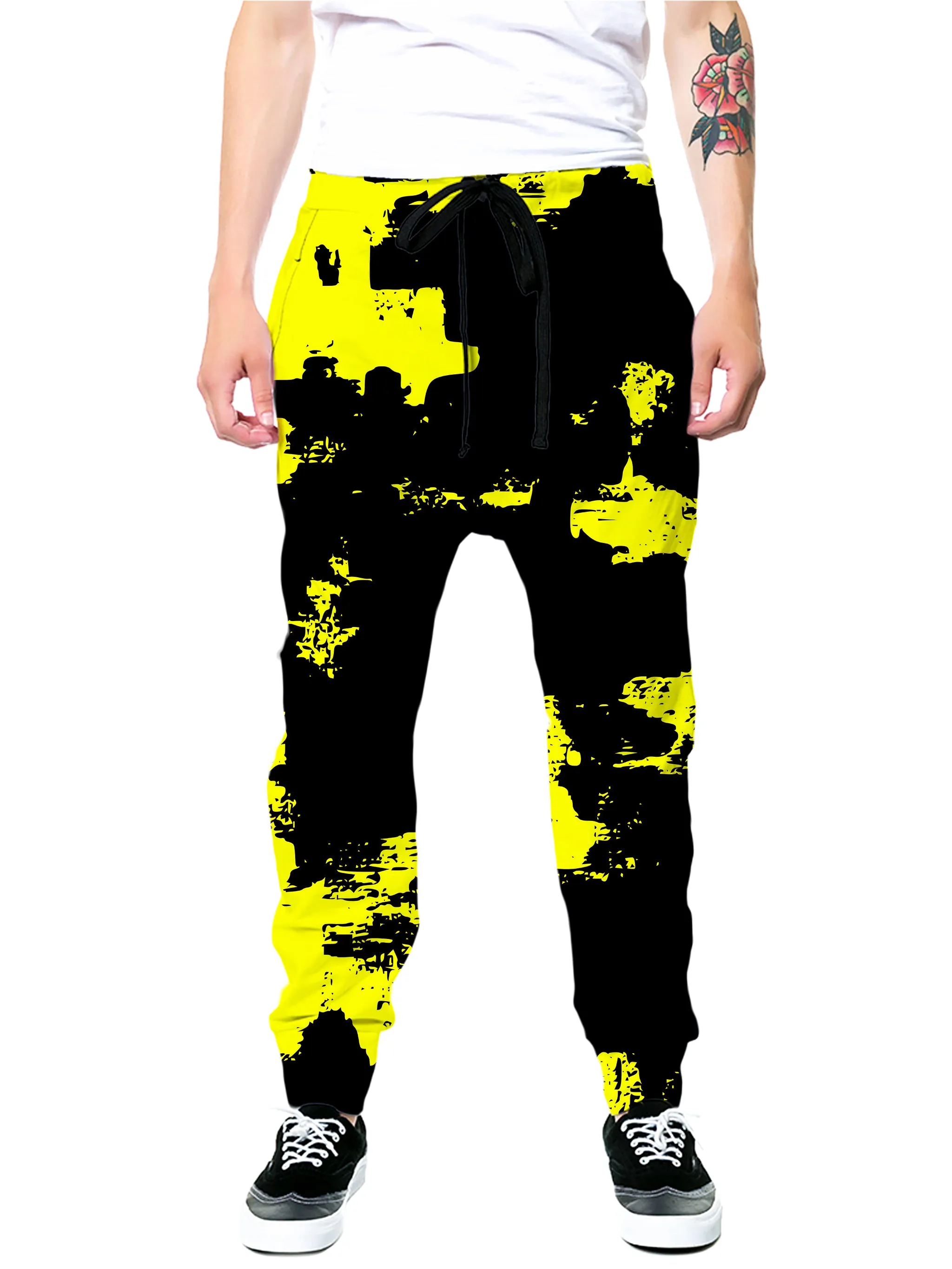 Black and Yellow Abstract Joggers