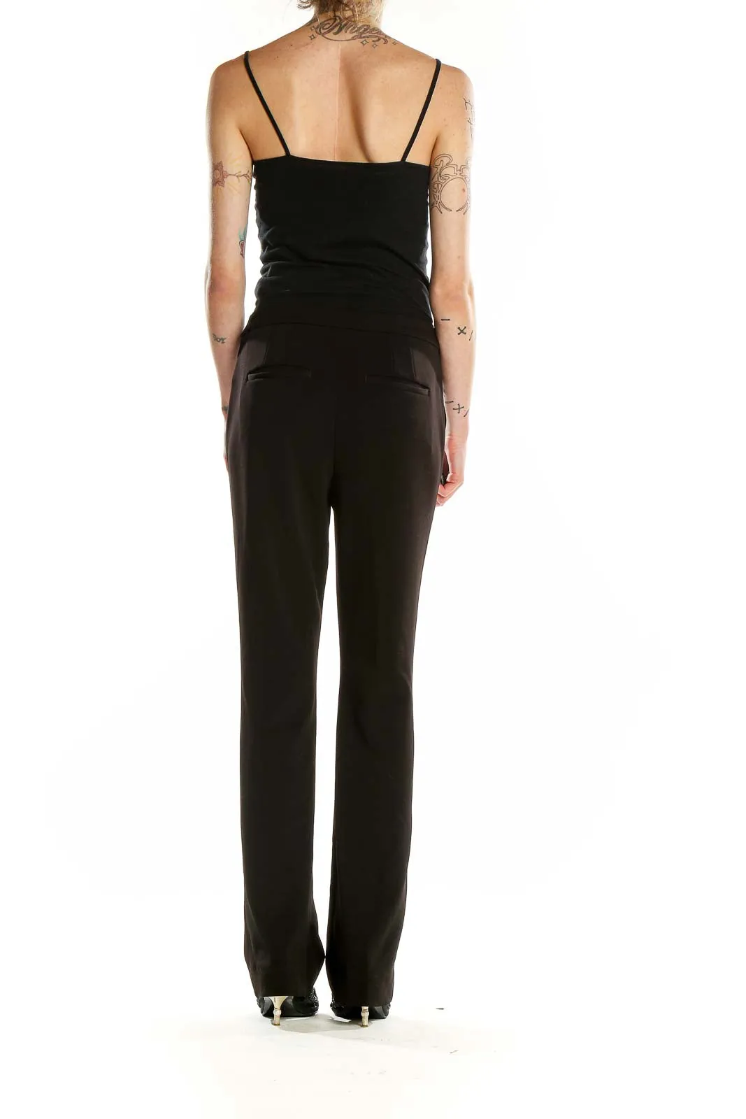 Black Straight-Leg Dress Pants