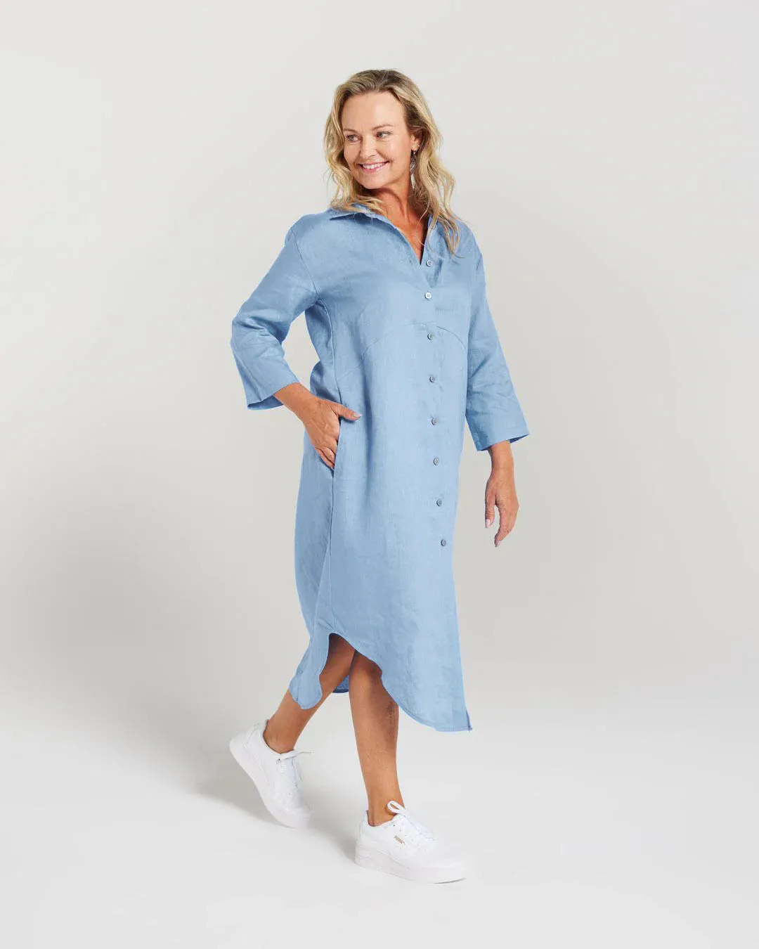 Blackstone Plain Linen Shirt Dress