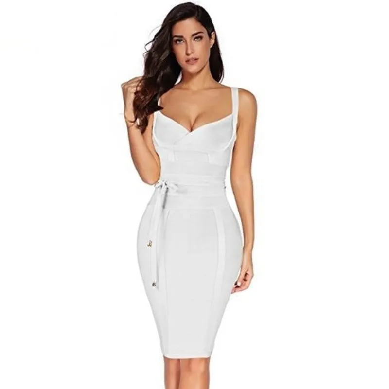 Bodycon V Neck Spaghetti Bandage Dress