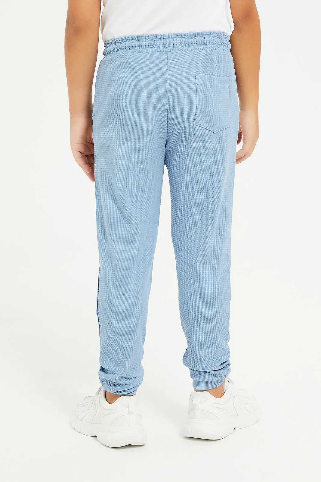 Boys Blue Waffle Jogger Pant