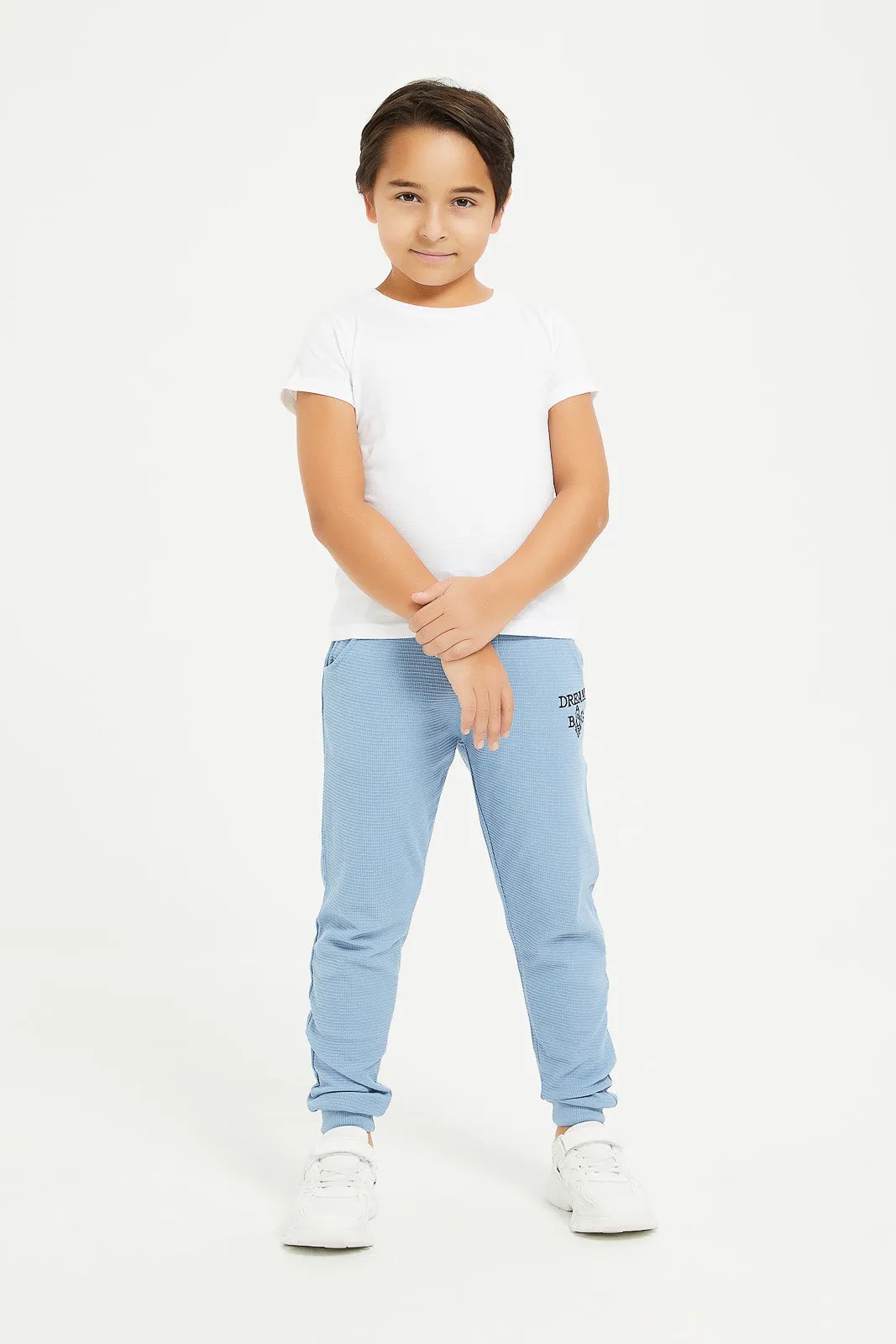 Boys Blue Waffle Jogger Pant