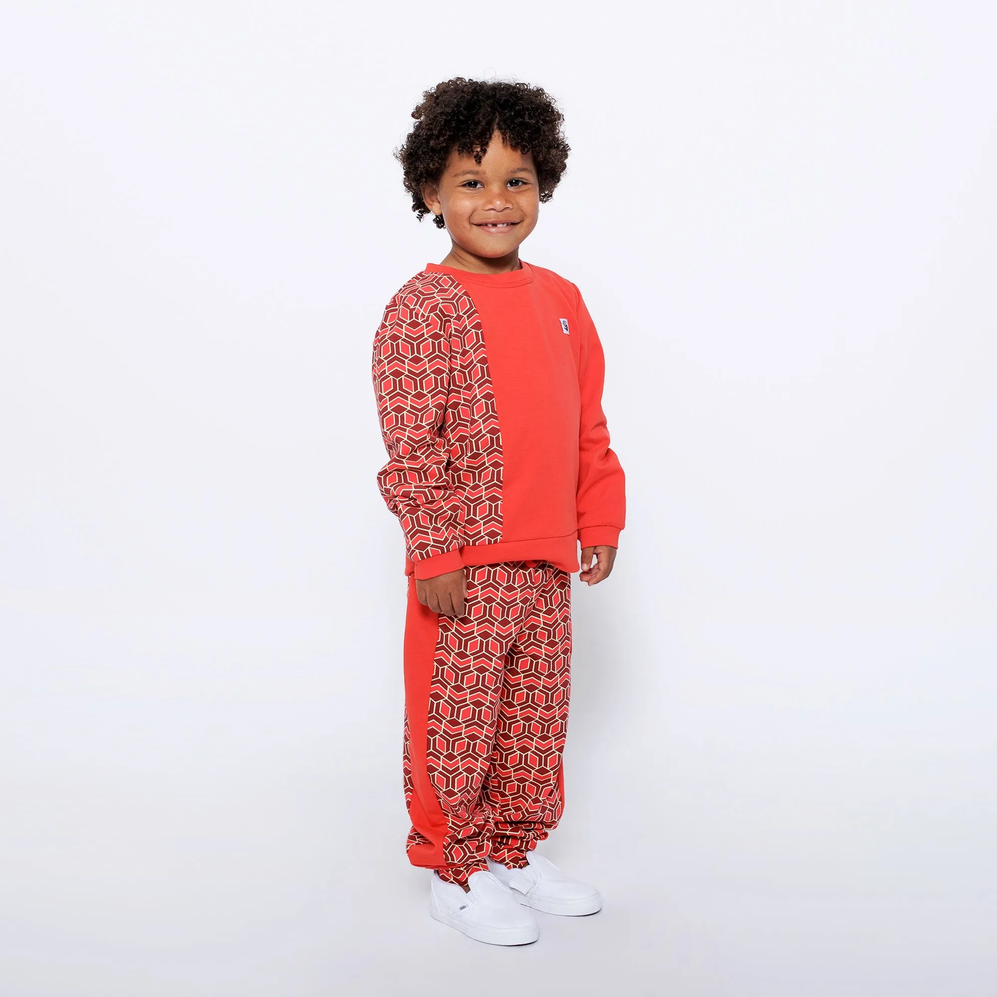 Boys Crewneck Sweatshirt and Jogger Pants Set - Red Multicolor