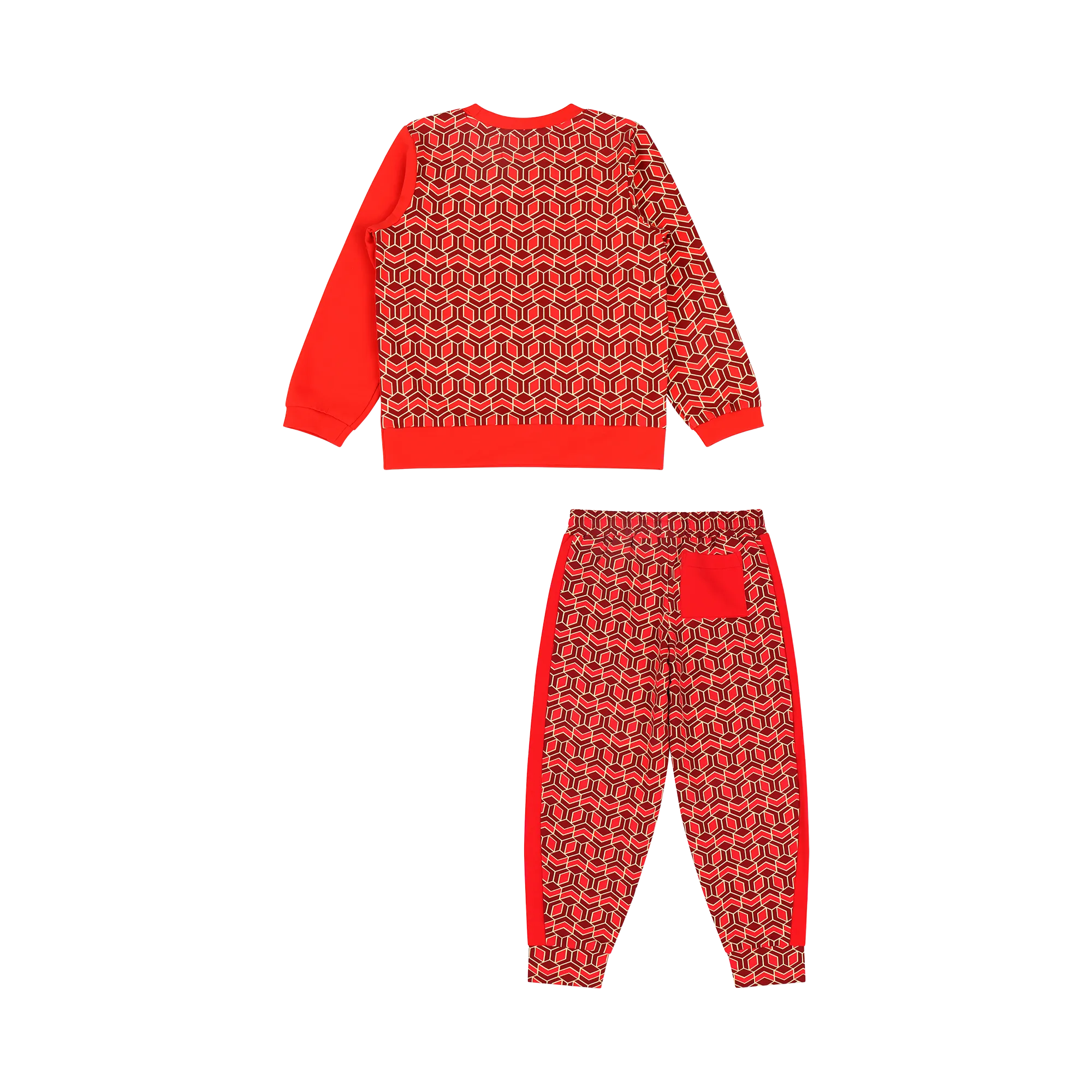 Boys Crewneck Sweatshirt and Jogger Pants Set - Red Multicolor