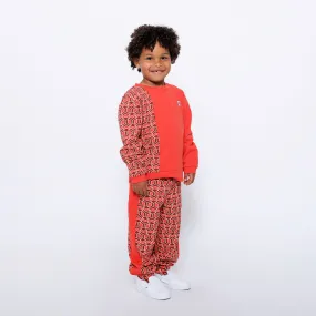 Boys Crewneck Sweatshirt and Jogger Pants Set - Red Multicolor