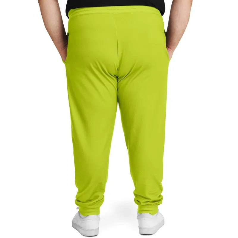 Bright Yellow Warm Green Joggers | Unisex | with PLUS sizes | Bright Pure Yellow Warm Green | C25M0Y100K0