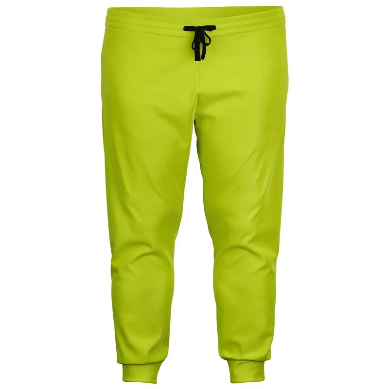 Bright Yellow Warm Green Joggers | Unisex | with PLUS sizes | Bright Pure Yellow Warm Green | C25M0Y100K0