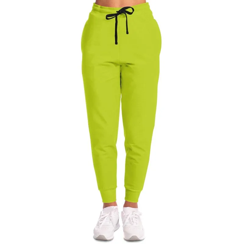 Bright Yellow Warm Green Joggers | Unisex | with PLUS sizes | Bright Pure Yellow Warm Green | C25M0Y100K0