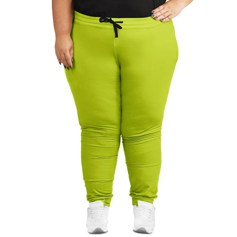 Bright Yellow Warm Green Joggers | Unisex | with PLUS sizes | Bright Pure Yellow Warm Green | C25M0Y100K0