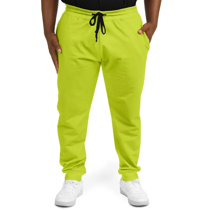 Bright Yellow Warm Green Joggers | Unisex | with PLUS sizes | Bright Pure Yellow Warm Green | C25M0Y100K0