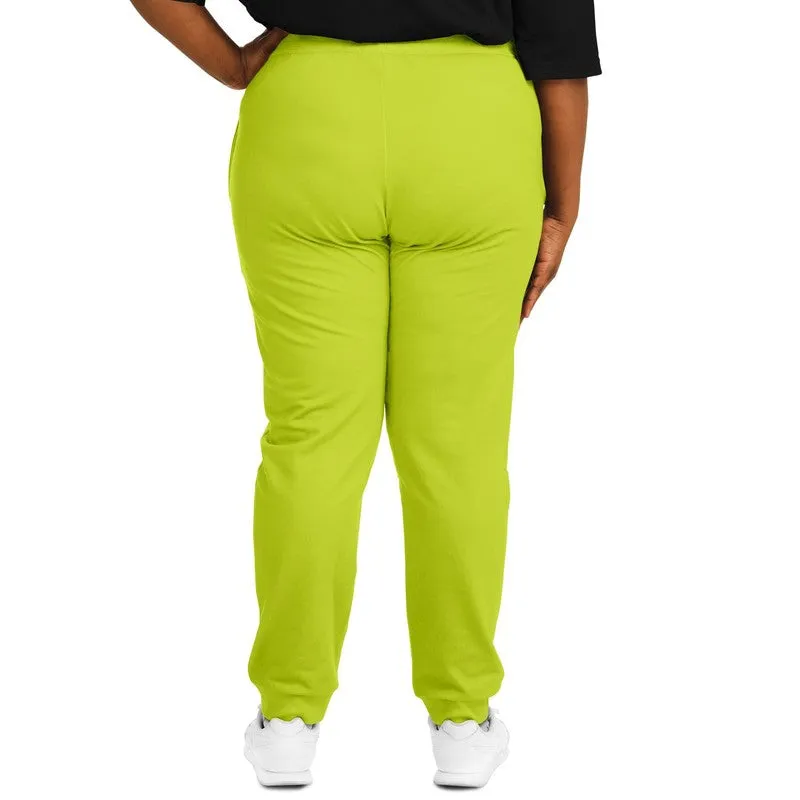 Bright Yellow Warm Green Joggers | Unisex | with PLUS sizes | Bright Pure Yellow Warm Green | C25M0Y100K0