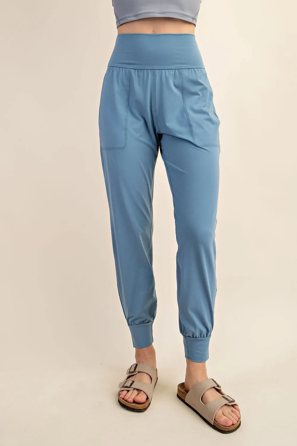 Butter Soft Joggers with Pockets - Dusty Blue