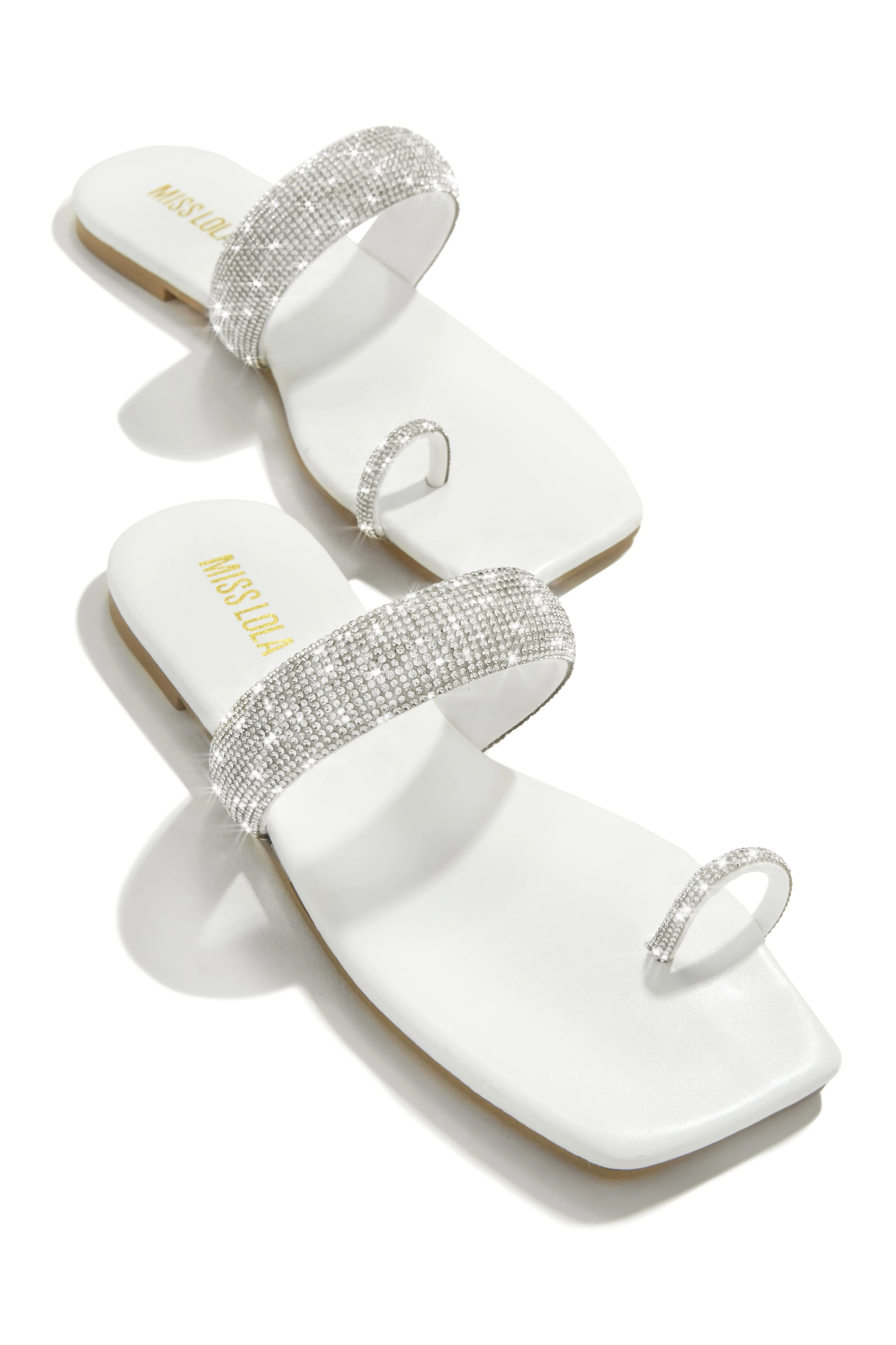 Cabana Beach Embellished Slip On Sandals - White