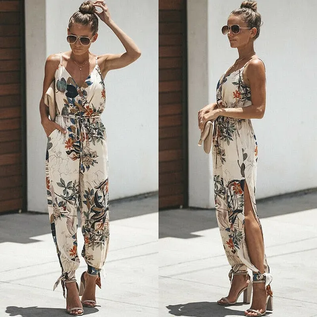 Casual V-Neck Jumpsuit