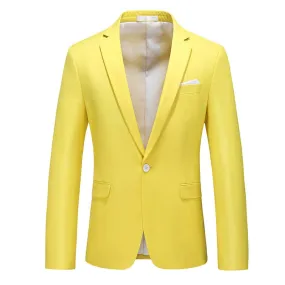 CGSUITS Men's Fashion Luxury Style Solid Color Design Premium Quality Yellow Blazer Suit Jacket