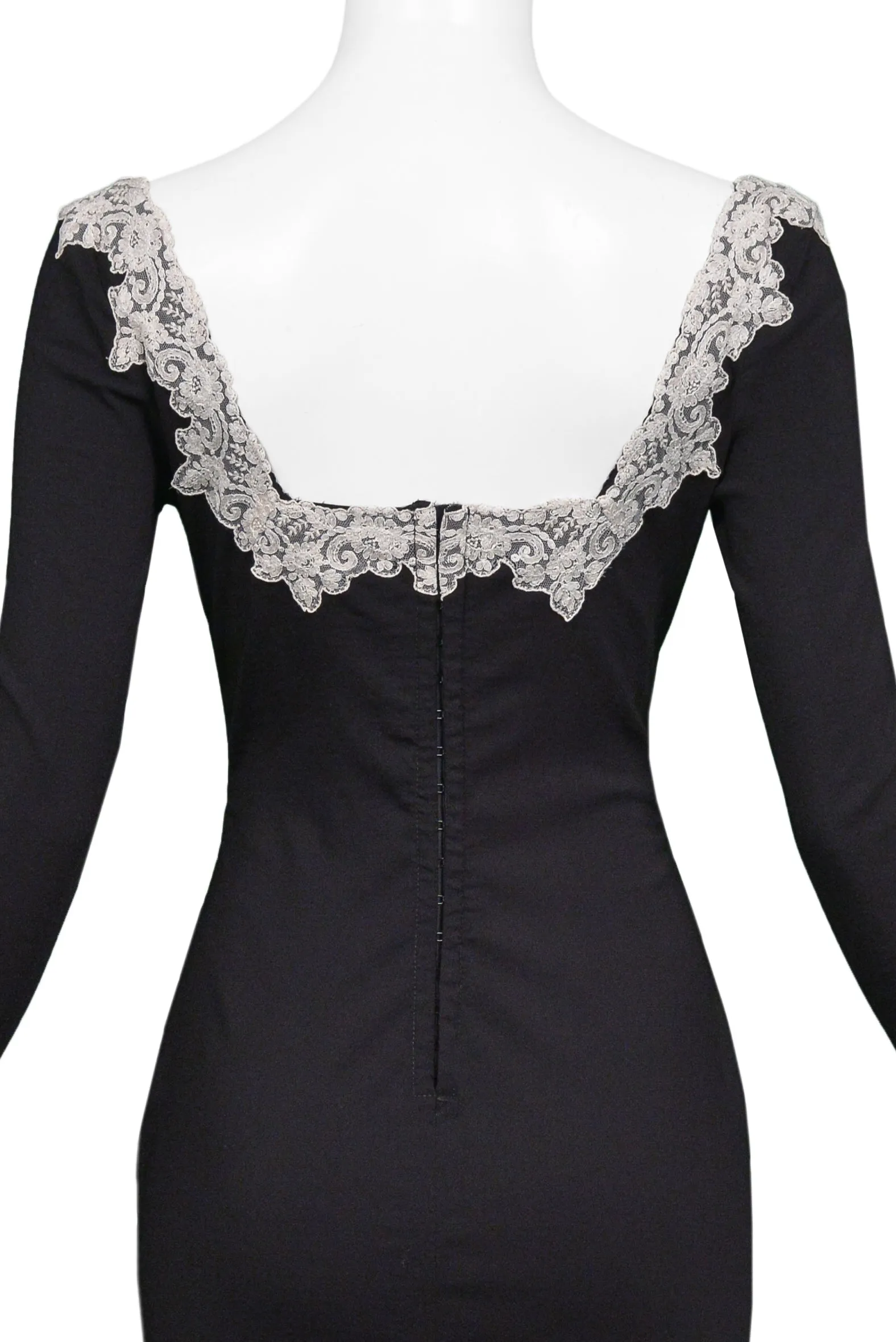 CHANTAL THOMASS BLACK CORSET DRESS WITH LACE COLLAR 1994